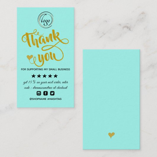 Moderne minimalistische orde dank u visitekaartje (Voorkant / Achterkant)