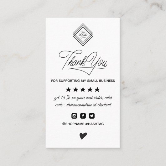 Moderne minimalistische orde dank u visitekaartje (Voorkant)