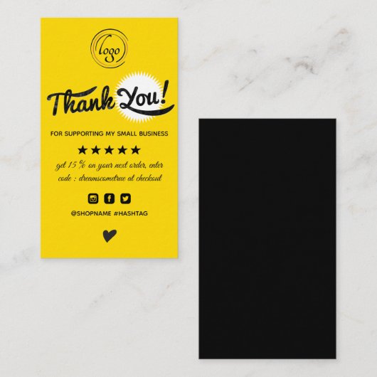 Moderne minimalistische orde dank u visitekaartje (Voorkant / Achterkant)