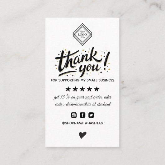 Moderne minimalistische orde dank u visitekaartje (Voorkant)