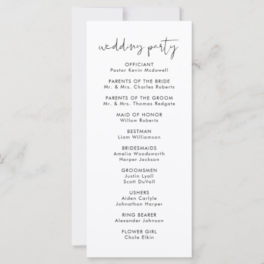 Moderne Minimalistische Orde van Evenementen Trouw (Achterkant)