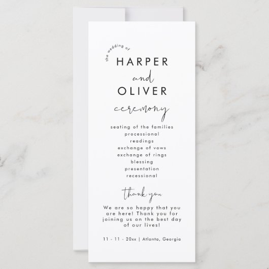 Moderne Minimalistische Orde van Evenementen Trouw (Voorkant)