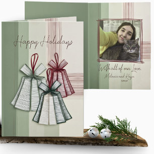 Moderne Minimalistische Origami Kerstbellen Foto Kaart