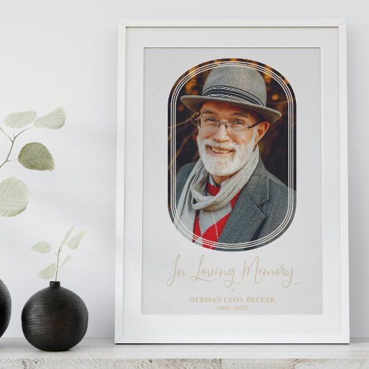 Moderne, minimalistische ovaal foto-begrafenis poster