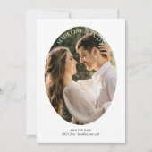 Moderne Minimalistische Ovale Ronde Rand Foto Brui Save The Date (Voorkant)
