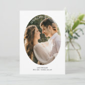 Moderne Minimalistische Ovale Ronde Rand Foto Brui Save The Date (Staand voorkant)