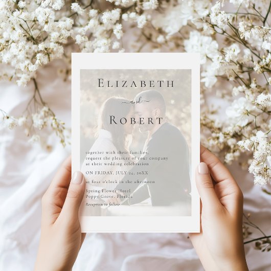 Moderne minimalistische paar foto bruiloft uitnodi kaart