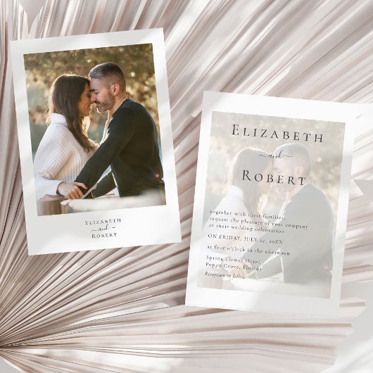 Moderne minimalistische paar foto bruiloft uitnodi kaart