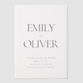 Moderne minimalistische paar namen foto bruiloft vellum uitnodigingen (Voorkant)