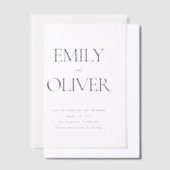 Moderne minimalistische paar namen foto bruiloft vellum uitnodigingen (Offset)