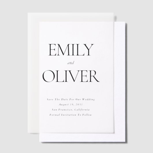 Moderne minimalistische paar namen foto bruiloft vellum uitnodigingen (Offset)