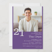 Moderne minimalistische Paarse 21e verjaardag Kaart (Voorkant)