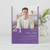 Moderne minimalistische Paarse 21e verjaardag Kaart (Staand voorkant)