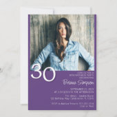 Moderne minimalistische Paarse 30e verjaardag Kaart (Voorkant)