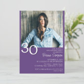 Moderne minimalistische Paarse 30e verjaardag Kaart (Staand voorkant)