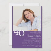 Moderne minimalistische Paarse 40e verjaardag Kaart (Voorkant)