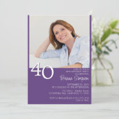 Moderne minimalistische Paarse 40e verjaardag Kaart (Staand voorkant)
