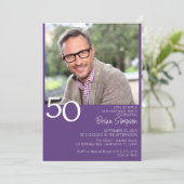 Moderne minimalistische Paarse 50e verjaardag Kaart (Staand voorkant)