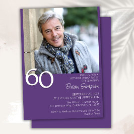 Moderne minimalistische Paarse 60e verjaardag Kaart