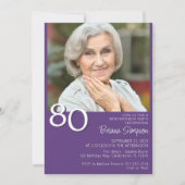 Moderne minimalistische Paarse 80e verjaardag Kaart (Voorkant)