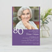 Moderne minimalistische Paarse 80e verjaardag Kaart (Staand voorkant)