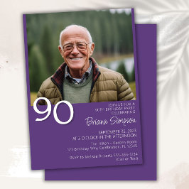 Moderne minimalistische Paarse 90e verjaardag Kaart