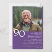 Moderne minimalistische Paarse 90e verjaardag Kaart (Voorkant)