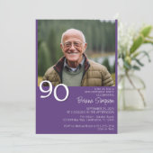 Moderne minimalistische Paarse 90e verjaardag Kaart (Staand voorkant)