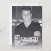 Moderne Minimalistische Paarse Art Deco Afstudeerf Aankondiging (Voorkant)