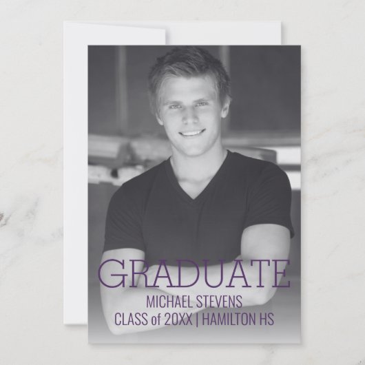 Moderne Minimalistische Paarse Art Deco Afstudeerf Aankondiging (Voorkant)