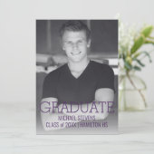 Moderne Minimalistische Paarse Art Deco Afstudeerf Aankondiging (Staand voorkant)