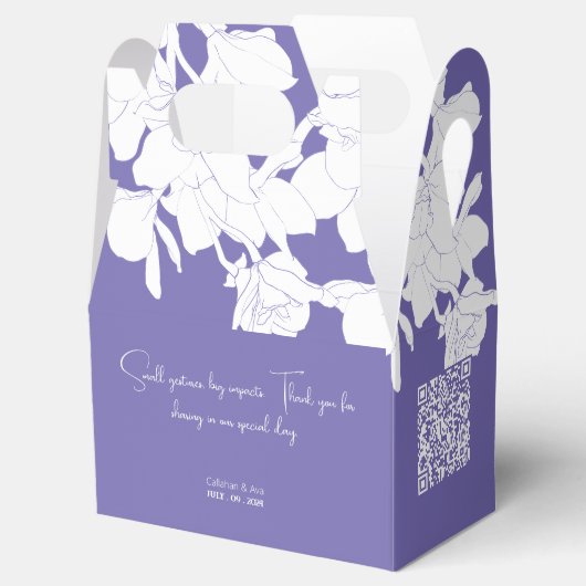 Moderne minimalistische paarse bloemen bedankdoosjes (Geopend)
