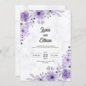 Moderne minimalistische Paarse bloemenbruiloft uit Kaart (Voorkant / Achterkant)