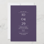 Moderne Minimalistische Paarse Bruiloft Save The Date (Voorkant)