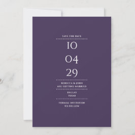 Moderne Minimalistische Paarse Bruiloft Save The Date