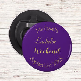 Moderne minimalistische Paarse en gouden vrijgezel Button Flesopener