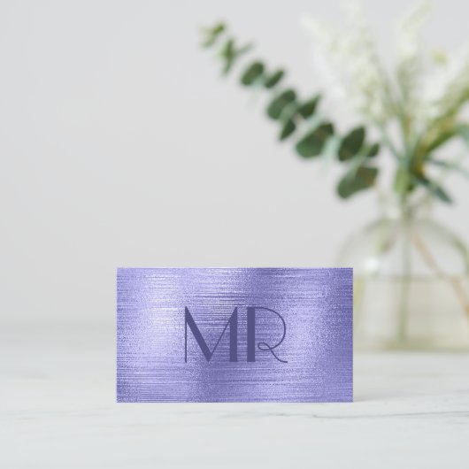 Moderne minimalistische Paarse Folie metaaltypogra Visitekaartje (Staand voorkant)