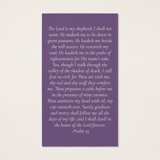 Moderne minimalistische Paarse gedenkgebed Kaart (Achterkant)