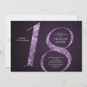 Moderne, minimalistische paarse glitter 18e verjaa kaart (Voorkant)