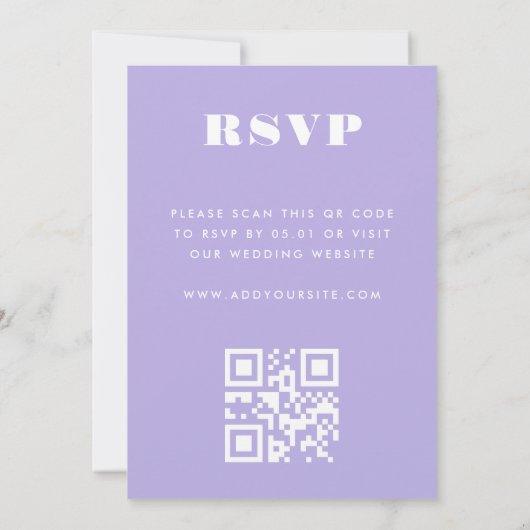 Moderne Minimalistische Paarse Lavendel QR Code RS Kaart (Achterkant)