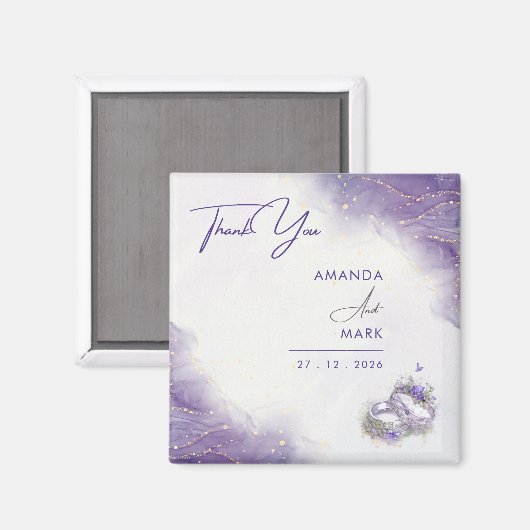 Moderne minimalistische Paarse Lila bruiloft Magneet (Voorkant / Achterkant)