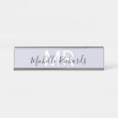 Moderne, minimalistische paarse naam monogram bureau naambordje (Voorkant)