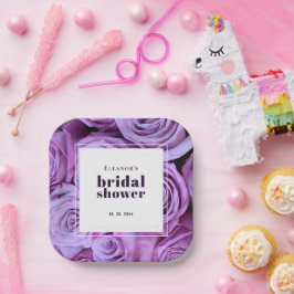 Moderne minimalistische Paarse Rozen Vrijgezellenf Papieren Bordje