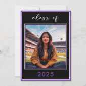 Moderne Minimalistische Paarse Script Afstudeerfee Kaart (Achterkant)