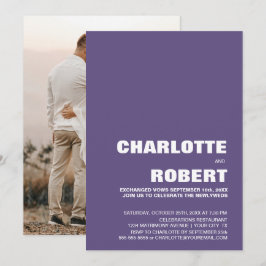 Moderne Minimalistische Paarse Trouwreceptie Kaart