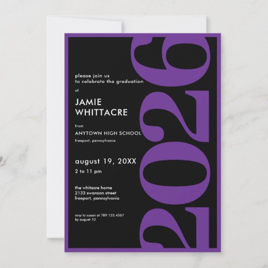 Moderne Minimalistische Paarse Typografie Afstudee Kaart (Voorkant)