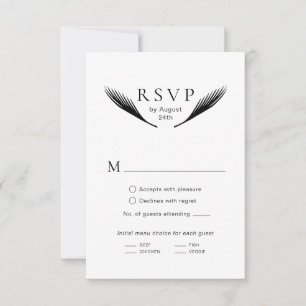 Moderne minimalistische Palm Leaf Wedding RSVP Kaa Kaartje