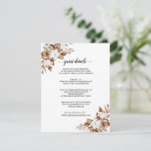 Moderne minimalistische pampas gras boeket bruilof informatiekaartje (Staand voorkant)