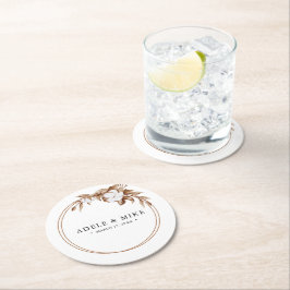 Moderne minimalistische pampas gras boeket bruilof ronde kartonnen onderzetter