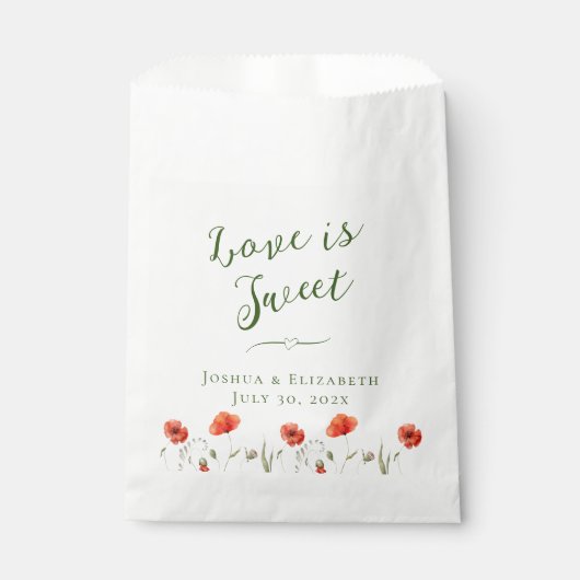 Moderne minimalistische papaver bruiloft bedankzakje (Voorkant)